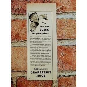 1941 - Florida Canned Grapefruit Juice - Smiling Boy -‎ Original Vtg PRINT AD